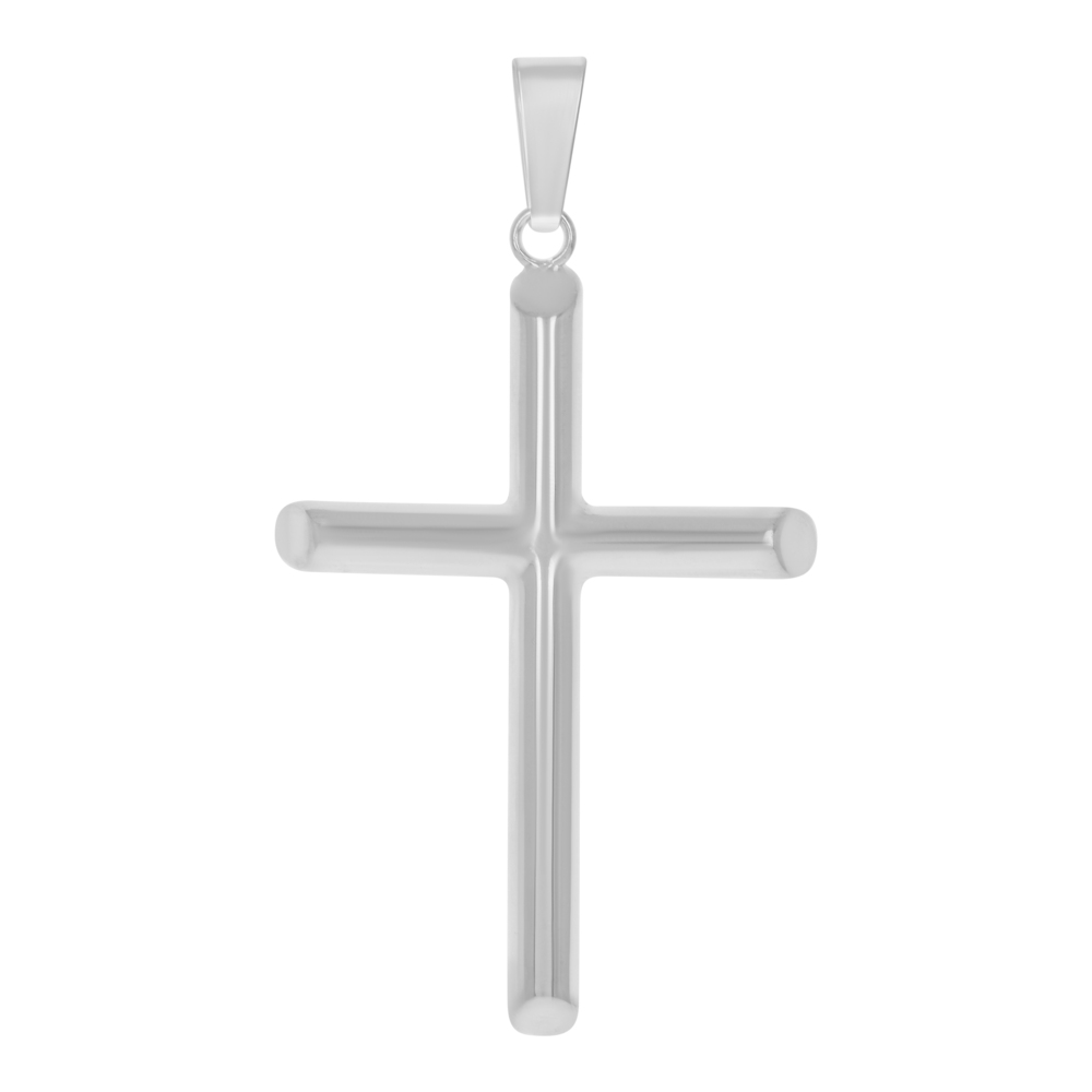 925 Sterling Silver Unisex Hollow Tube Cross Religious Charm Pendant